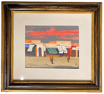 Oil painting by Salvatore Magazzini, Marrakesh, end of the 20th century
