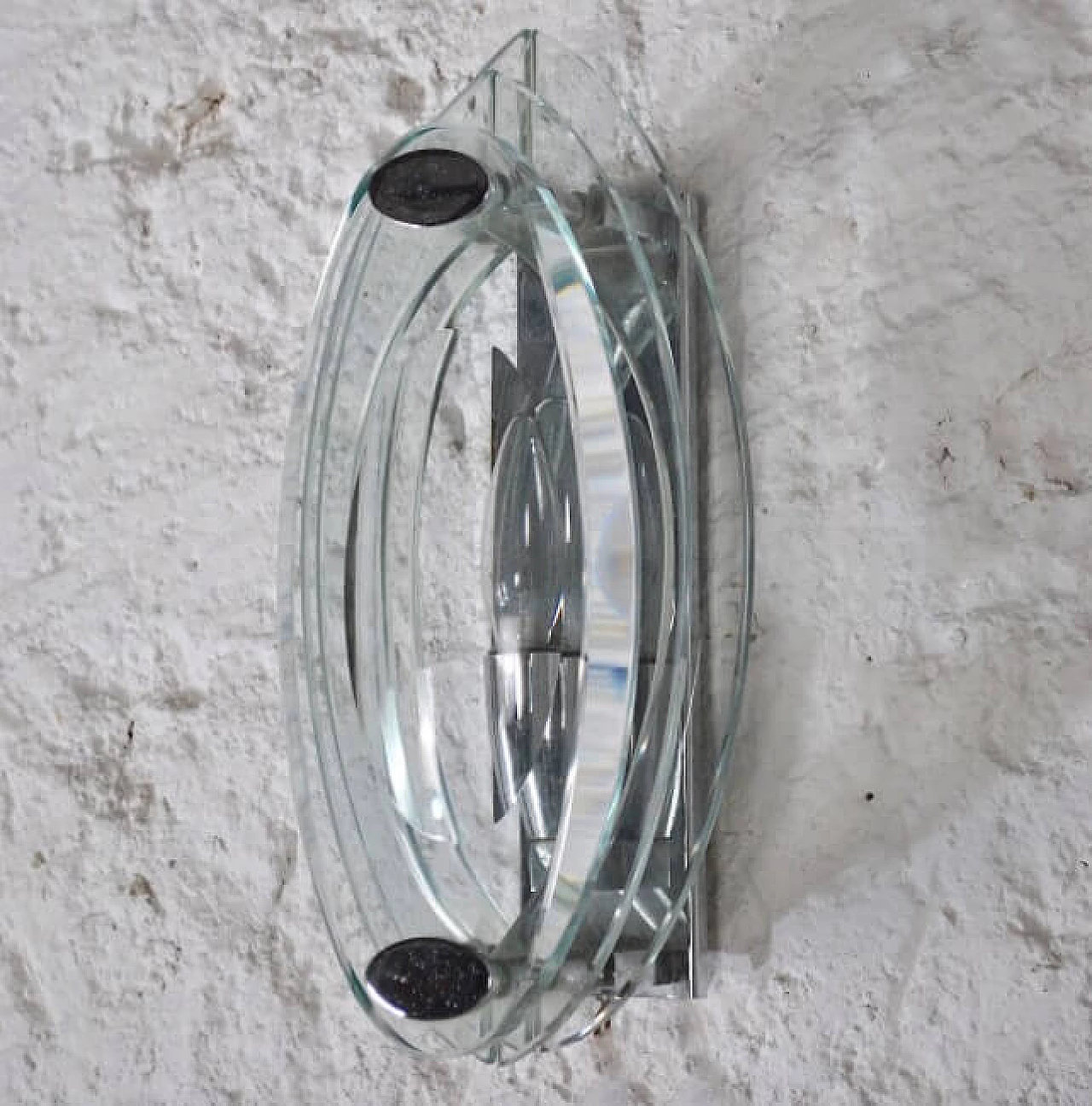 Wall lamp in crystal and steel, 60s 1219800