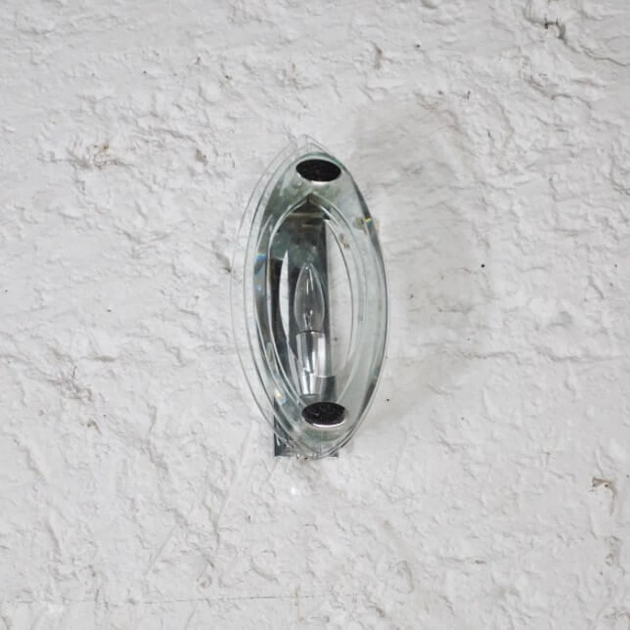Wall lamp in crystal and steel, 60s 1219801