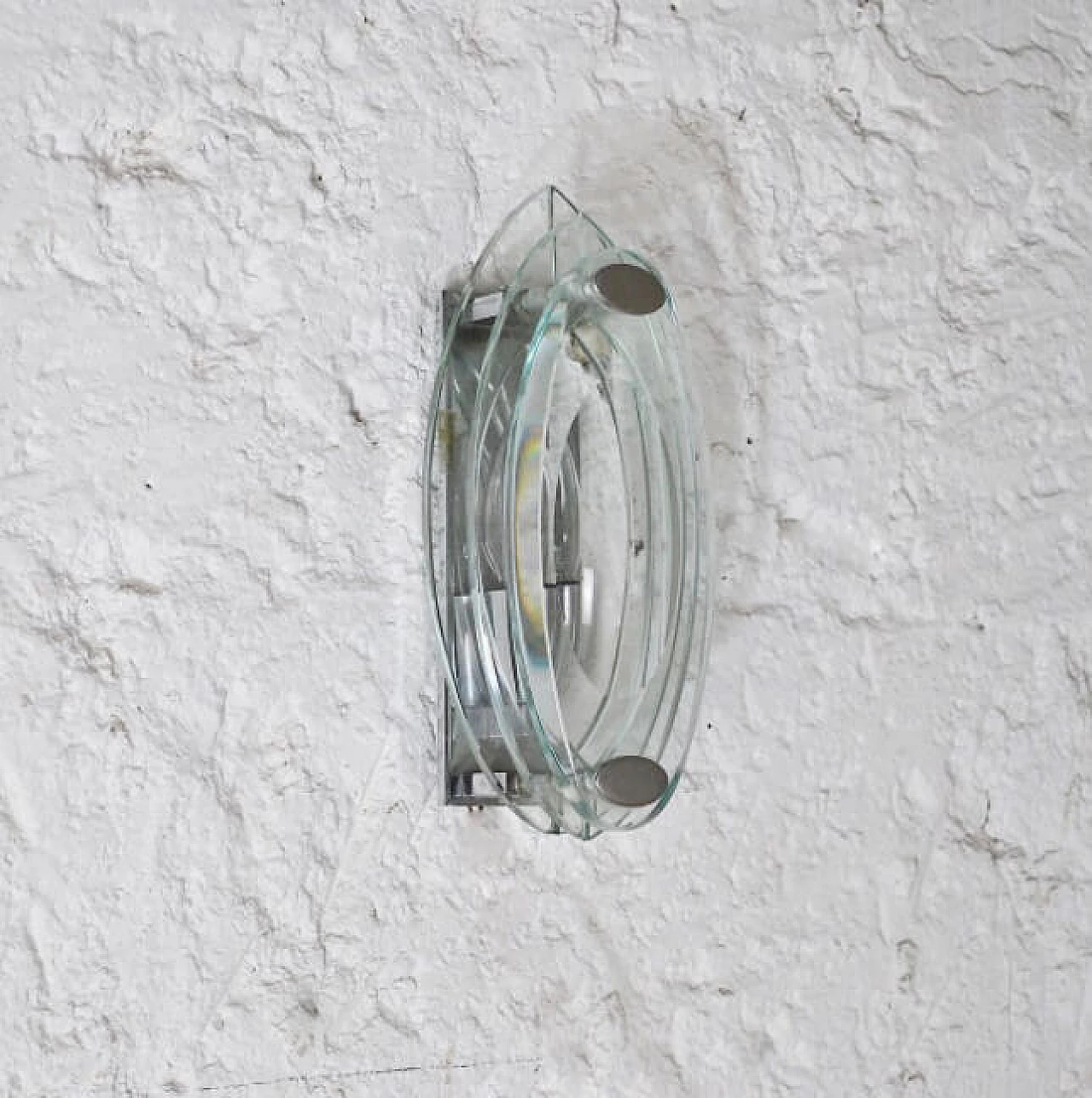 Wall lamp in crystal and steel, 60s 1219802