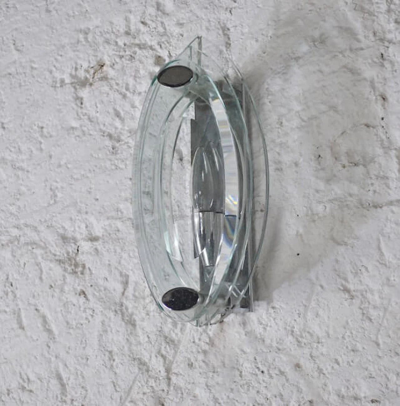 Wall lamp in crystal and steel, 60s 1219803