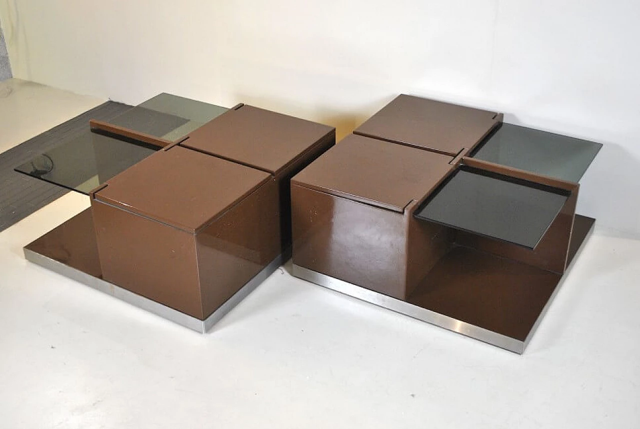 Bar cabinet in lacquered walnut and glass, 70s 1219836