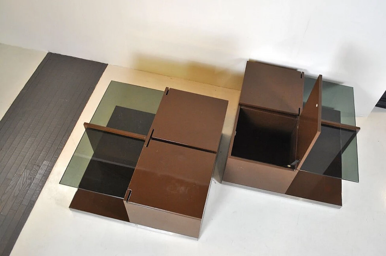 Bar cabinet in lacquered walnut and glass, 70s 1219837