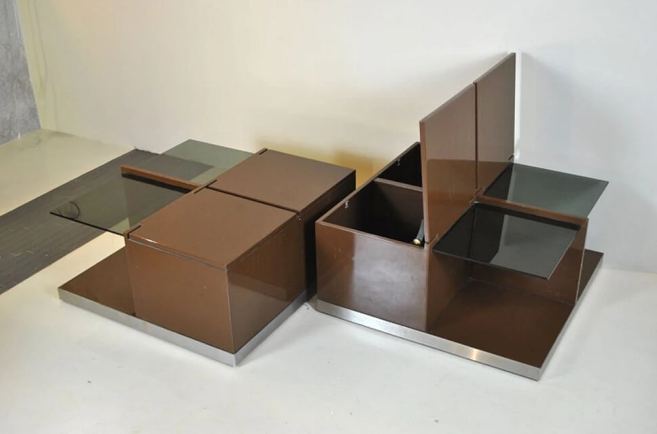 Bar cabinet in lacquered walnut and glass, 70s 1219842