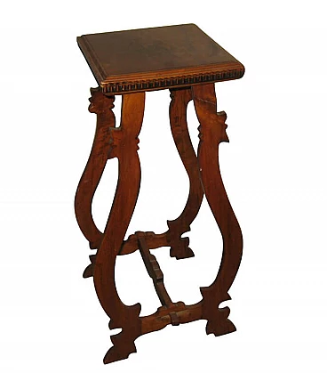 Walnut vase with lyre-shaped legs, early '900