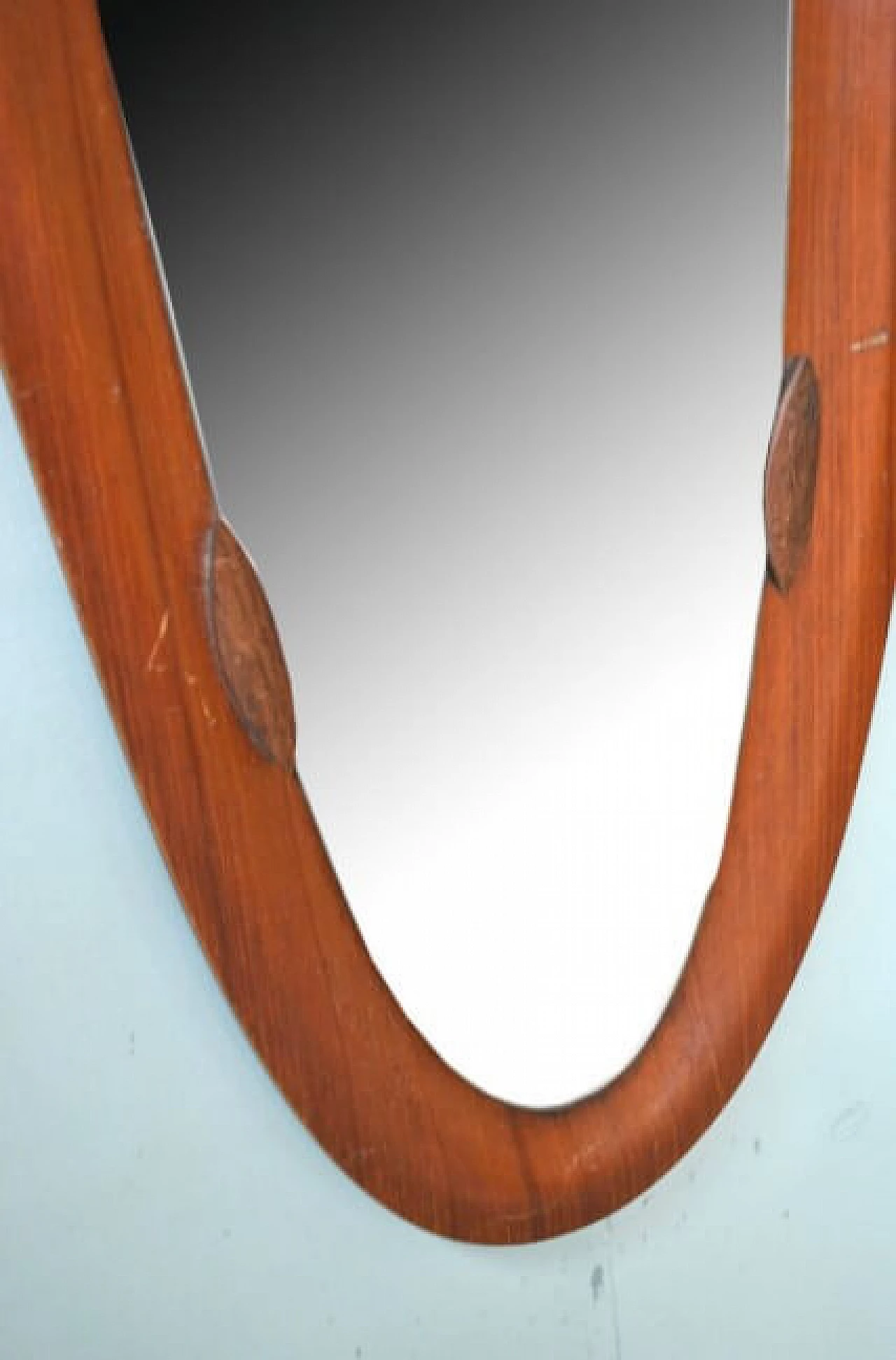 Oval teak mirror by Campo e Graffi, 60s 1219953