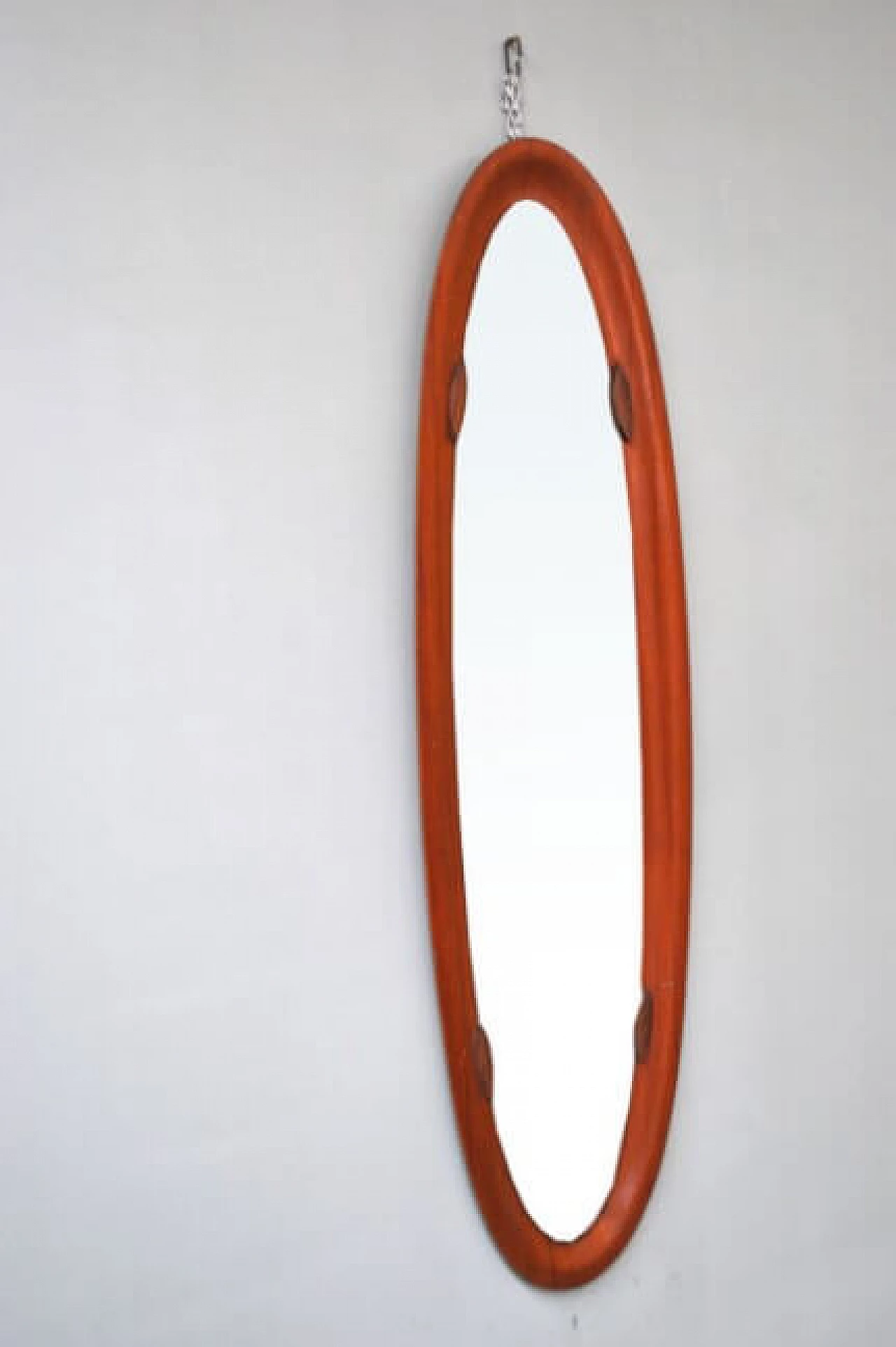 Oval teak mirror by Campo e Graffi, 60s 1219956