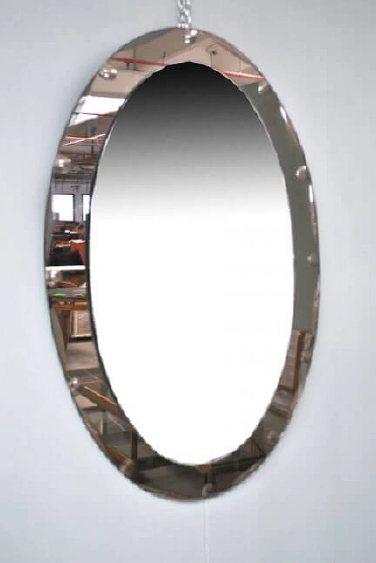 Specchio ovale di Cristal Art, anni '50 1219960