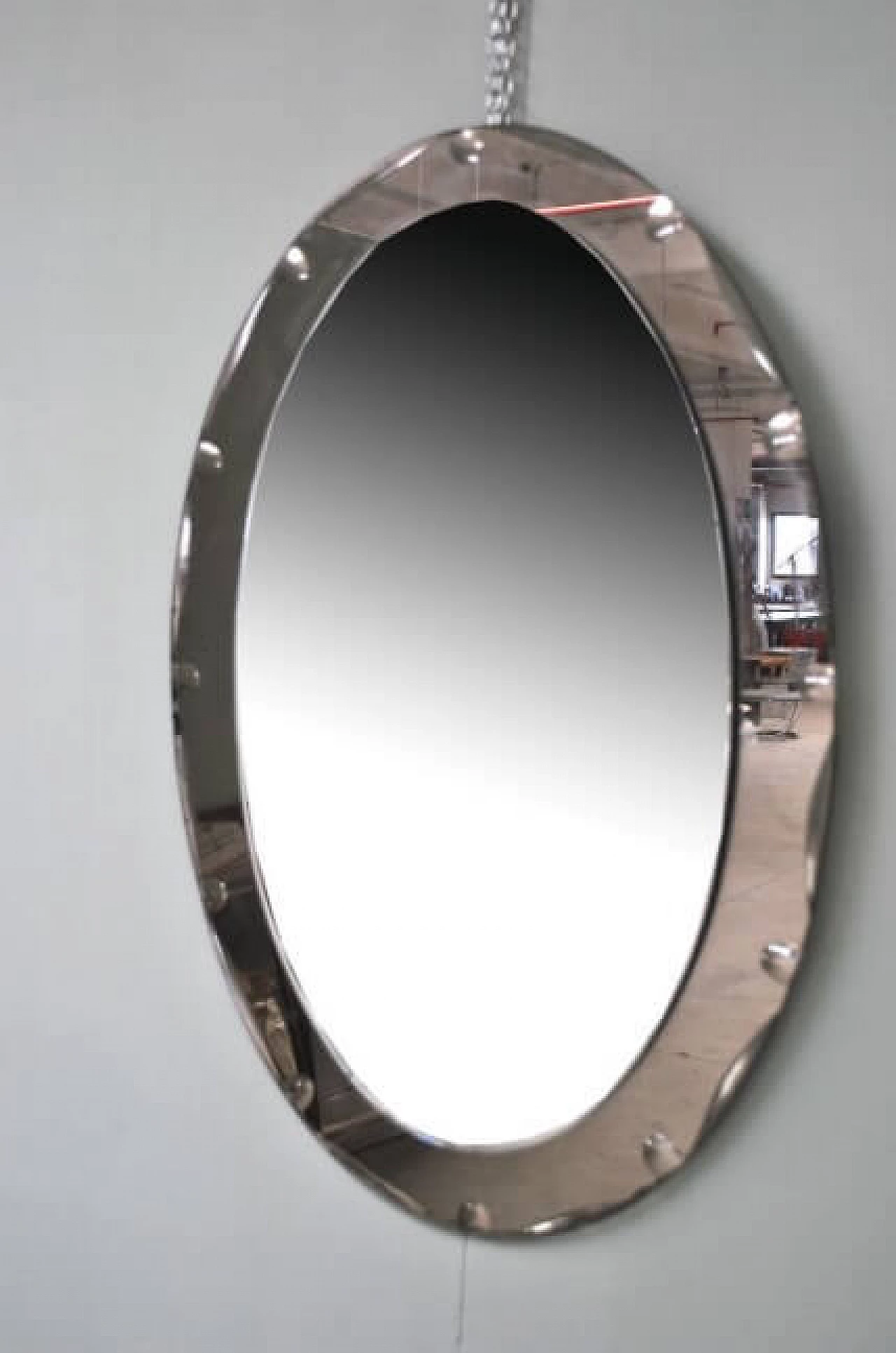 Specchio ovale di Cristal Art, anni '50 1219961
