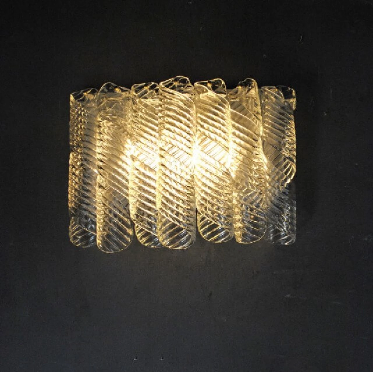 Pair of wall lamps with spirals in Murano glass by Mazzega, 60s 1220004