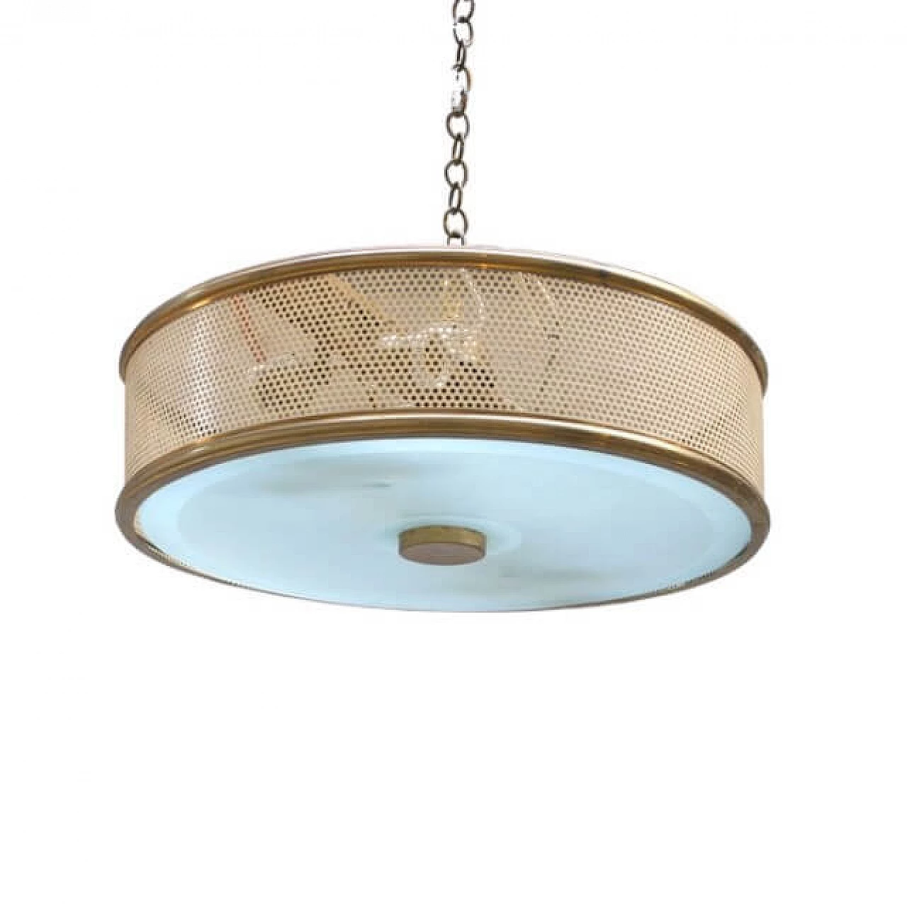 Chandelier in metal and frosted glass by Jacques Biny, 60s 1220107