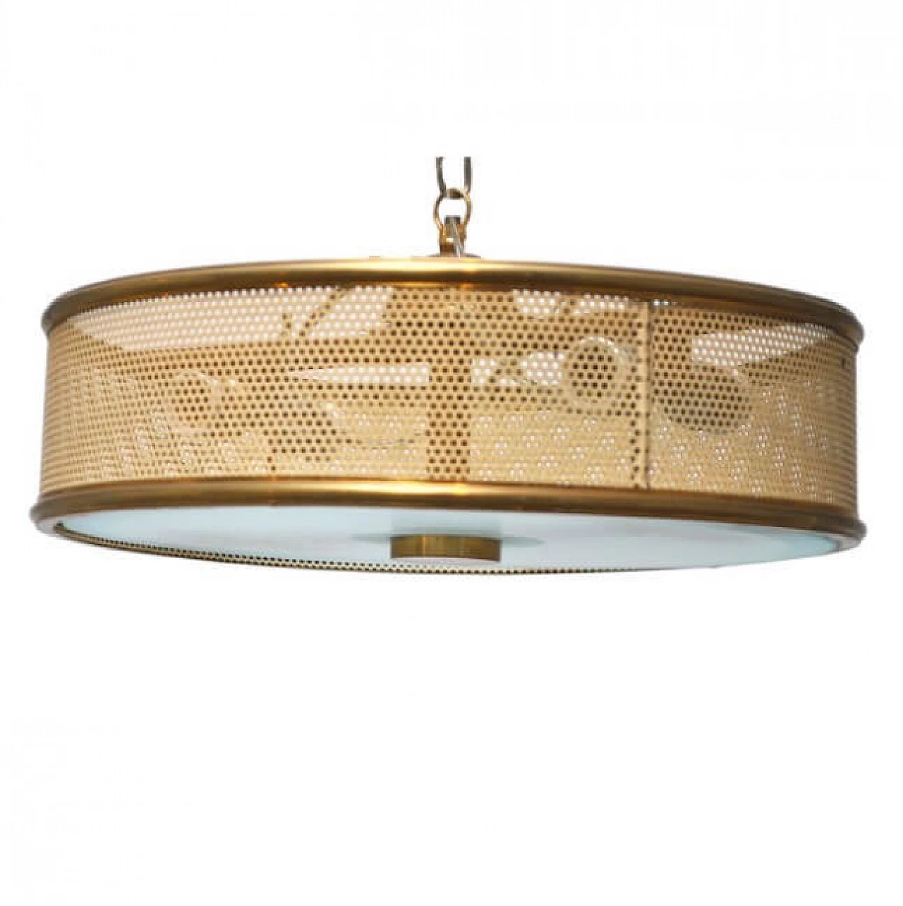 Chandelier in metal and frosted glass by Jacques Biny, 60s 1220108