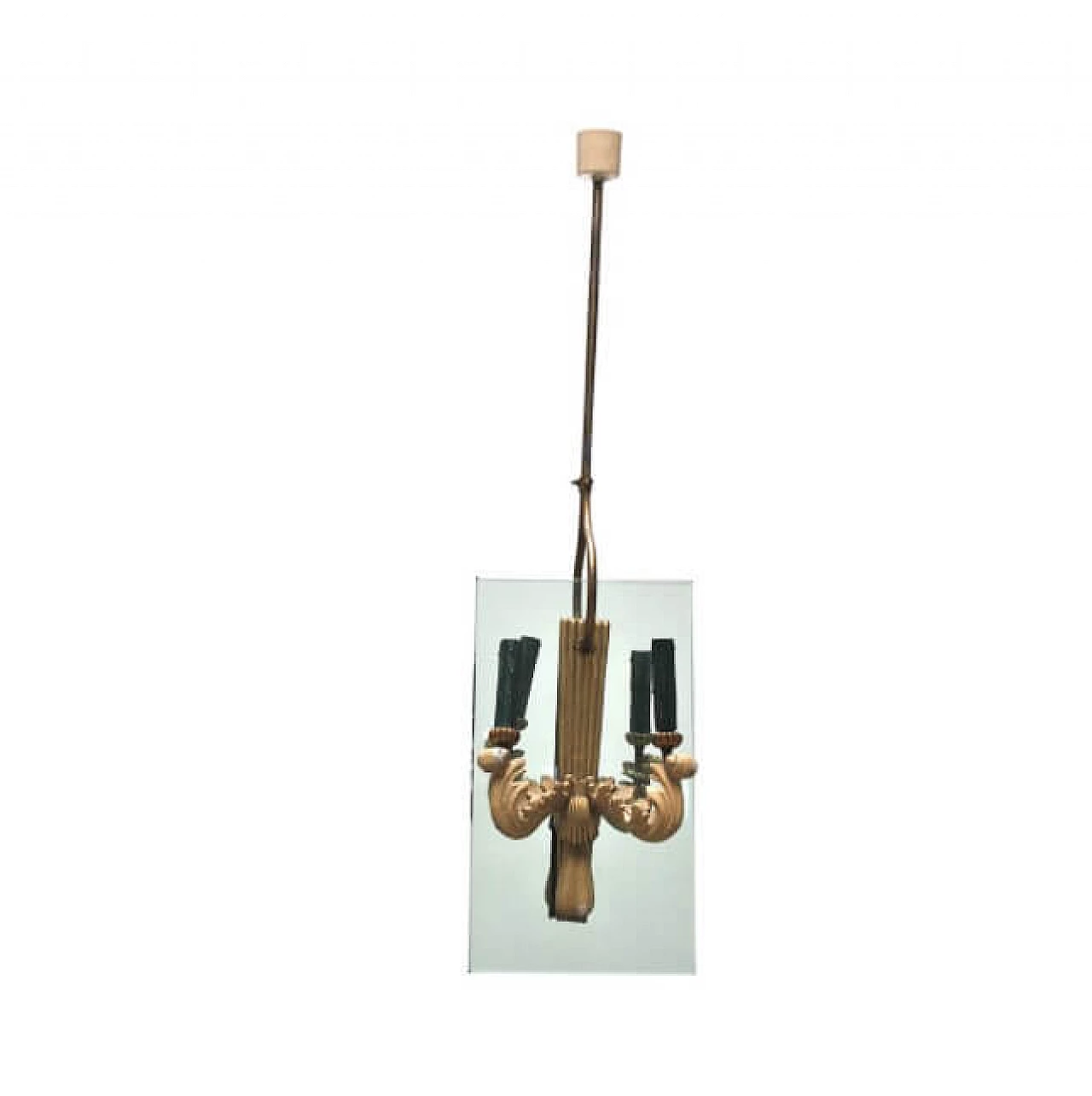 Crystal, ceramic and brass chandelier in Pietro Chiesa style, 1940s 1220112