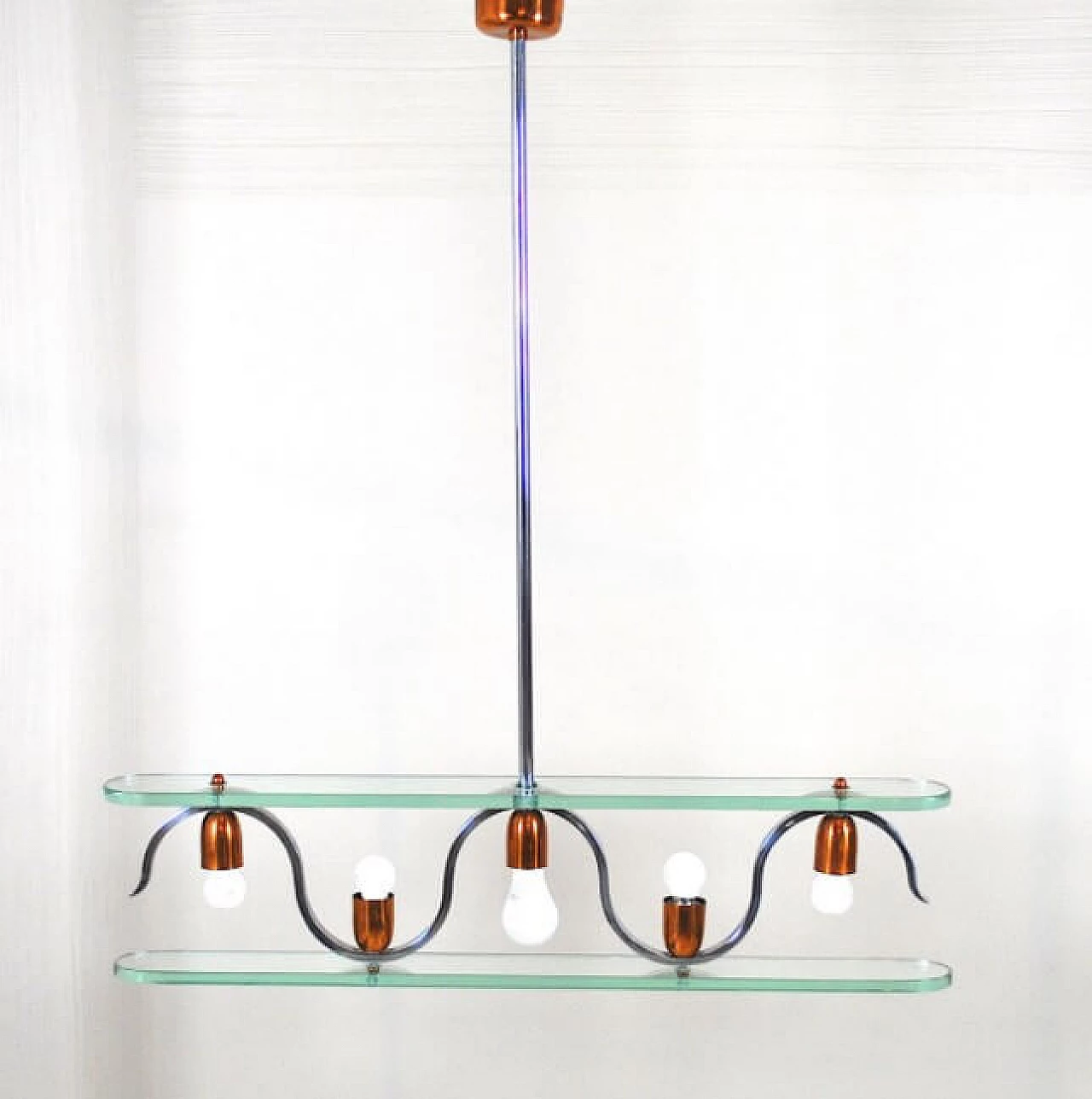 Copper and crystal chandelier, 1950s 1220181