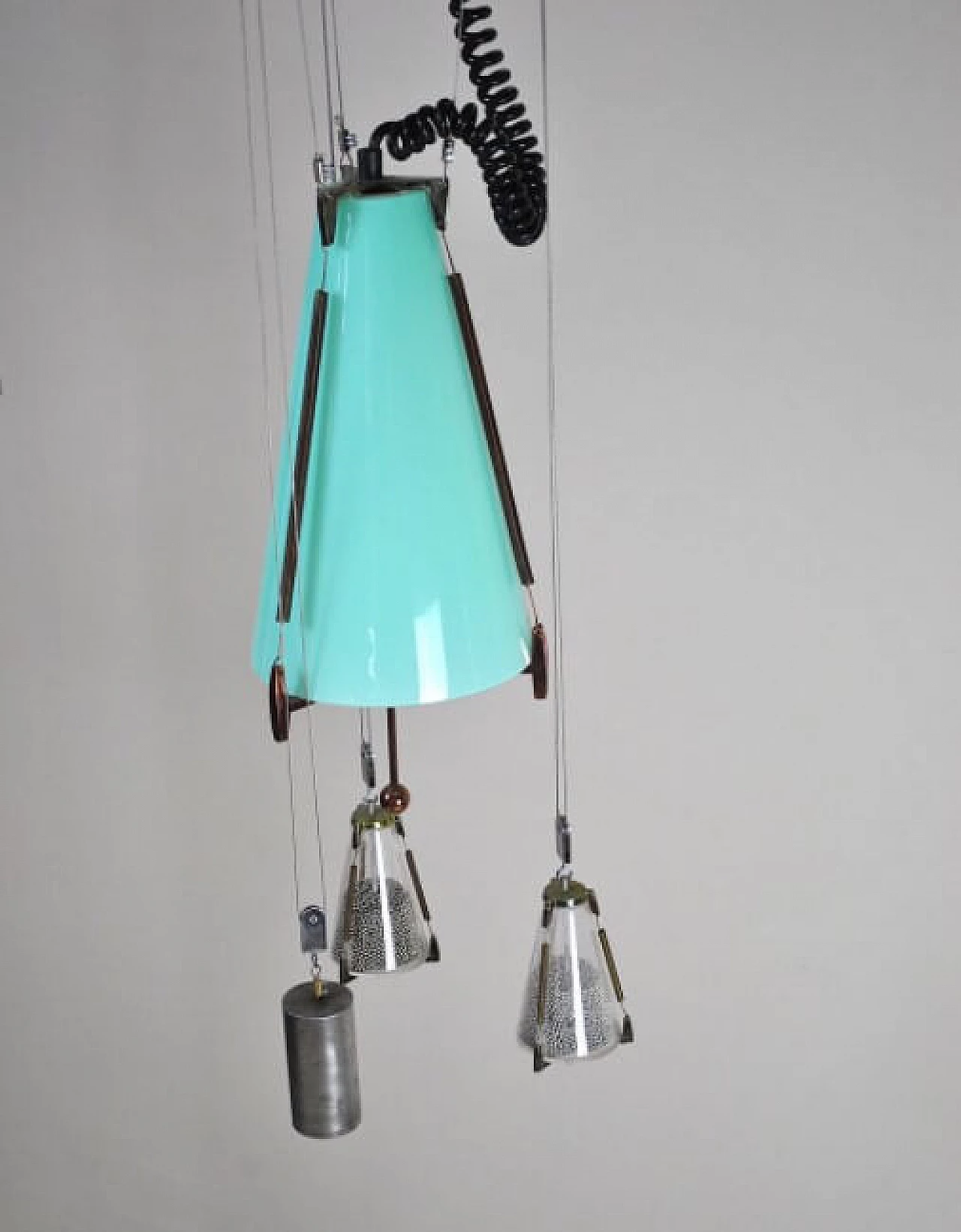 Chandelier in glass and copper, 50s 1220228