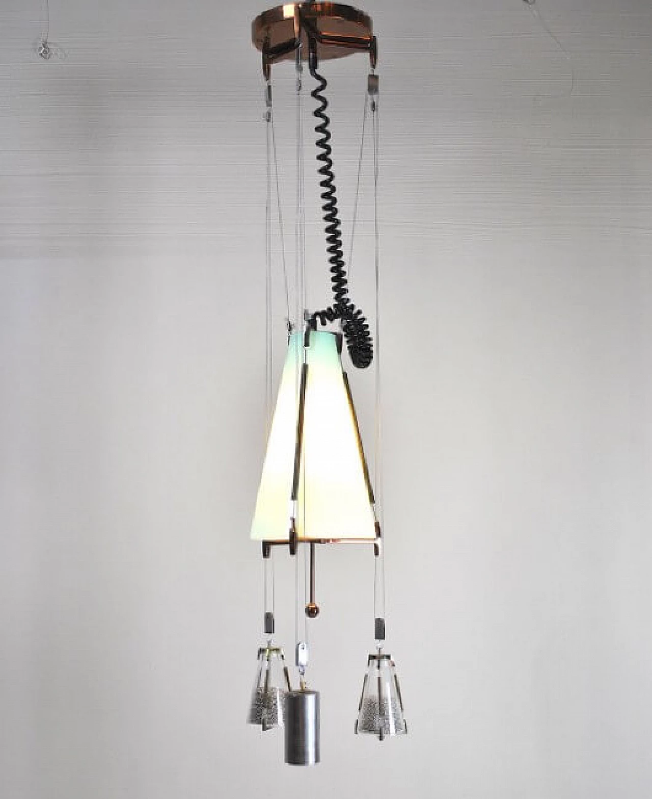 Chandelier in glass and copper, 50s 1220232
