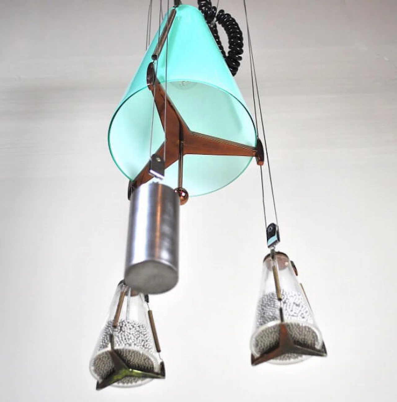 Chandelier in glass and copper, 50s 1220233