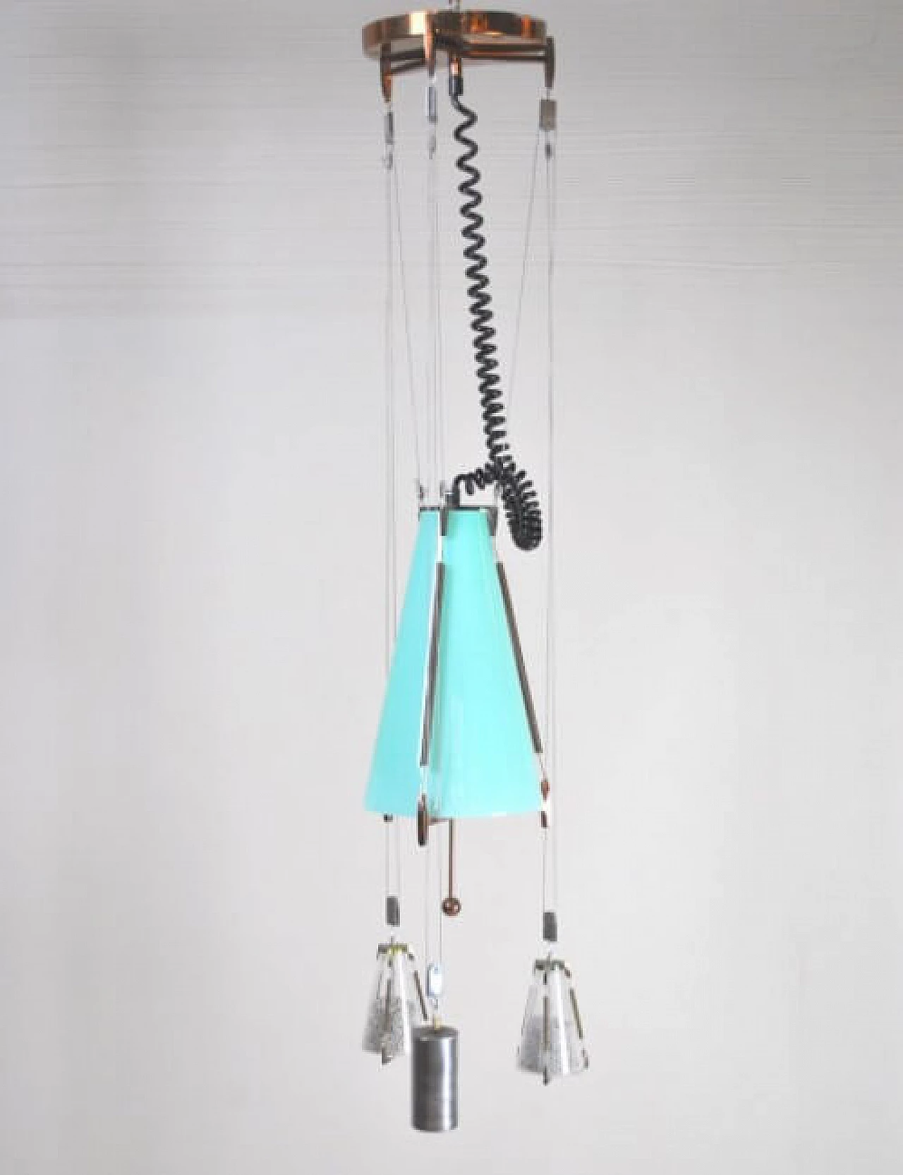 Chandelier in glass and copper, 50s 1220234