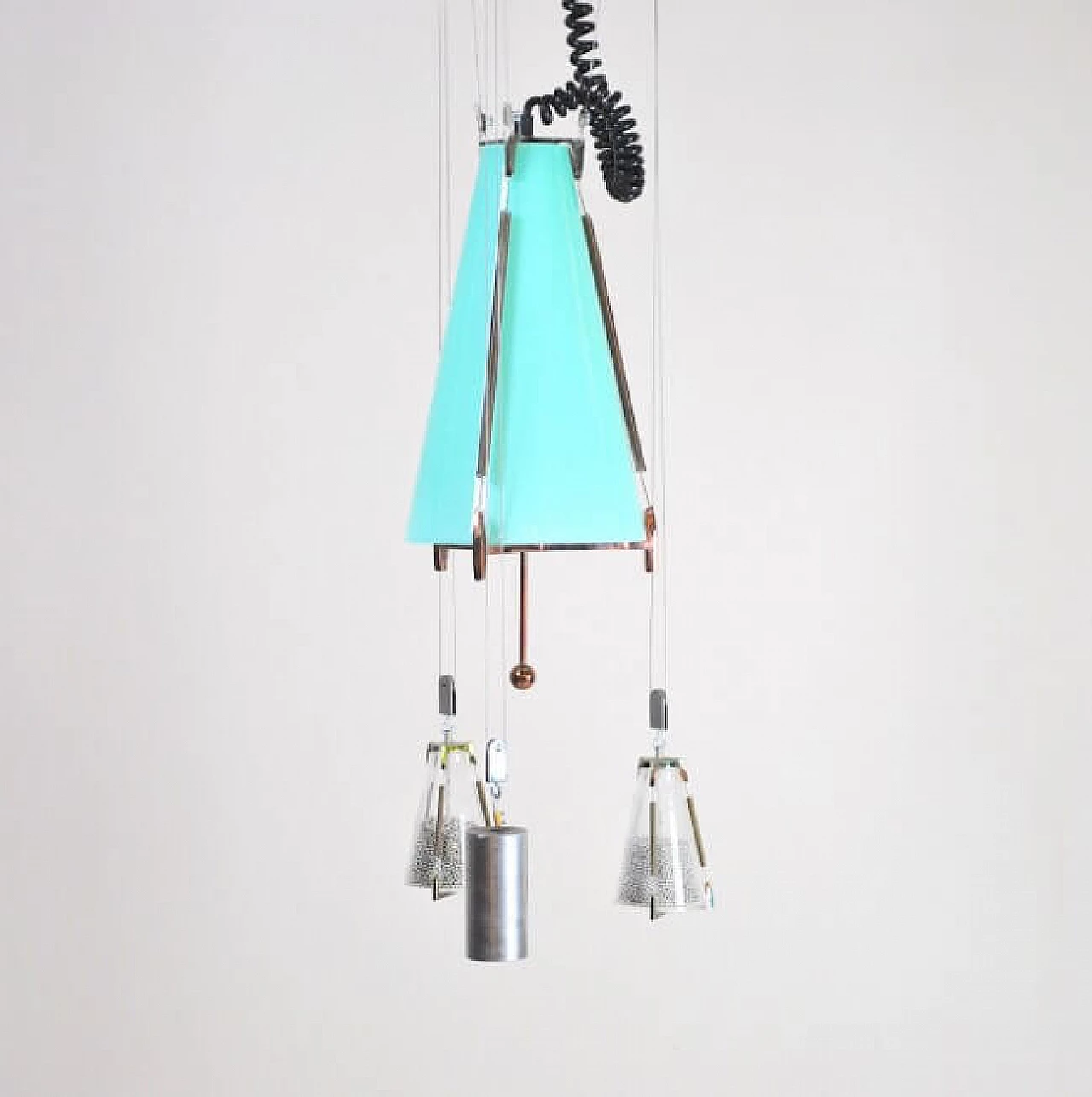 Chandelier in glass and copper, 50s 1220235