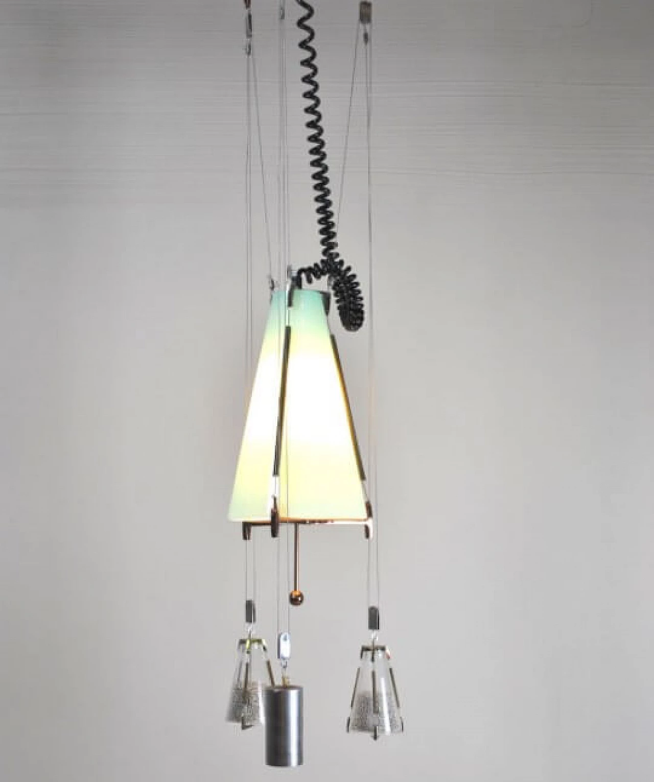 Chandelier in glass and copper, 50s 1220236