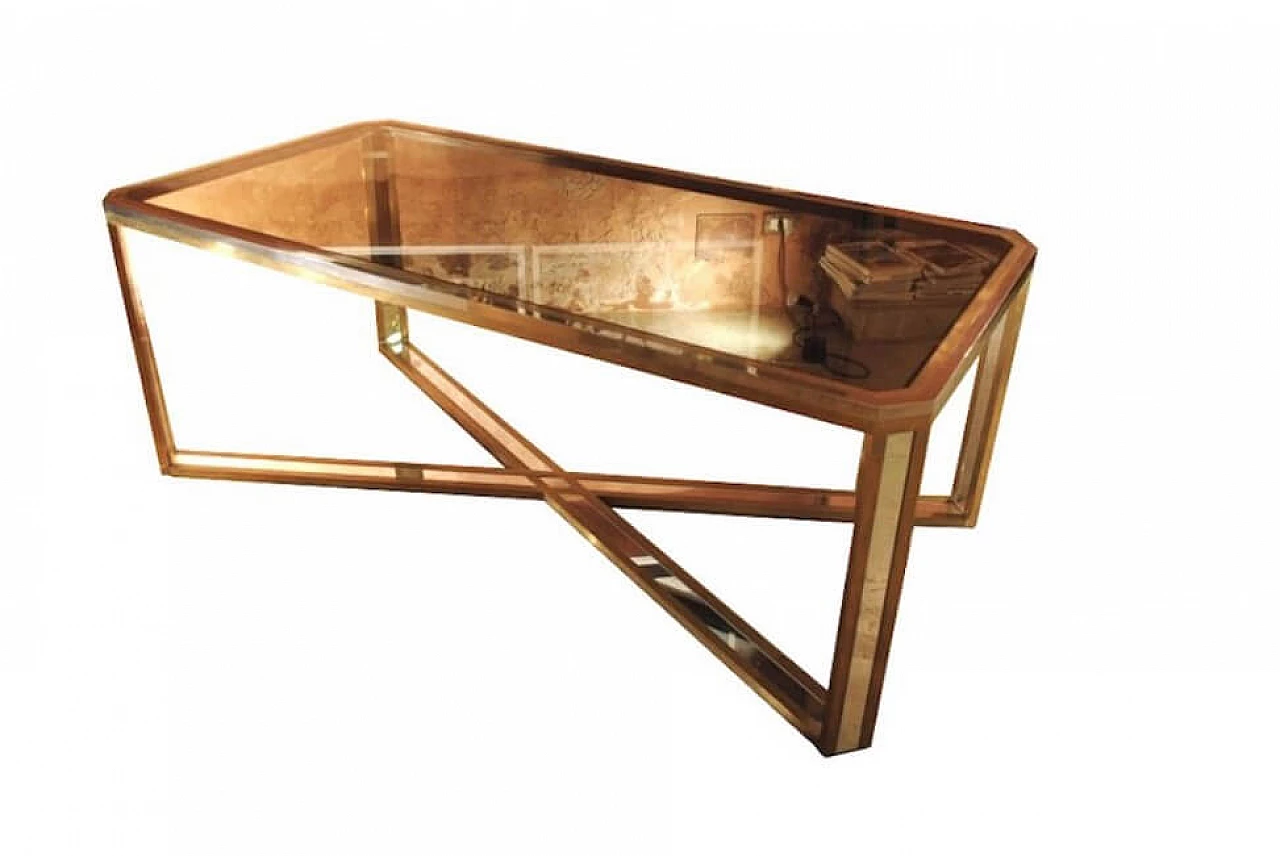 Table in steel, brass and mirror by Romeo Rega, 70s 1220238