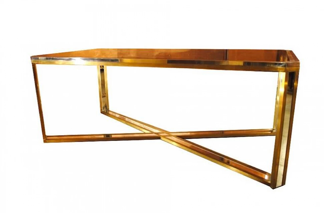 Table in steel, brass and mirror by Romeo Rega, 70s 1220239