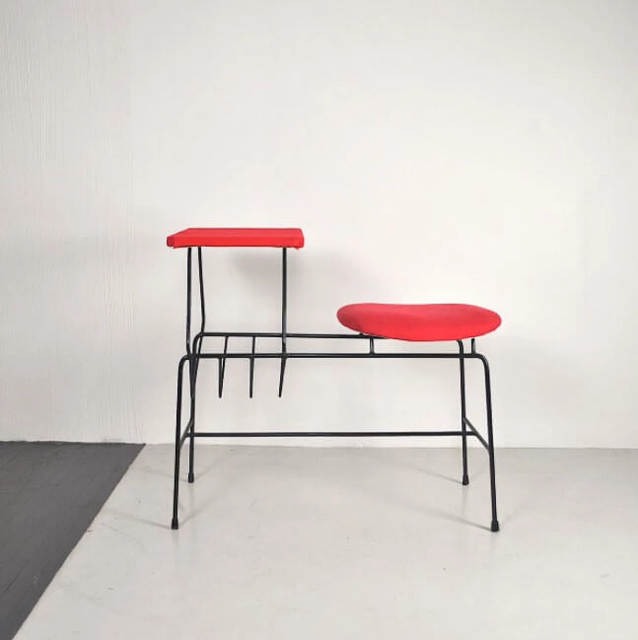 Bench in iron and fabric, 60s 1220294