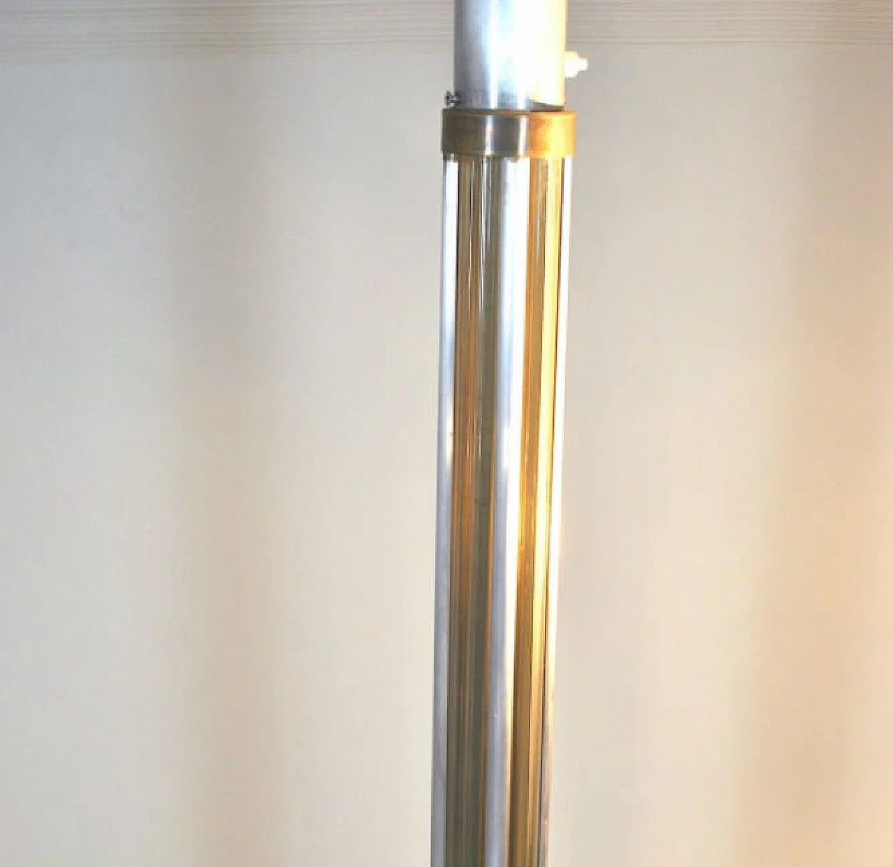 Floor lamp in aluminum, glass and copper, 40s 1220319
