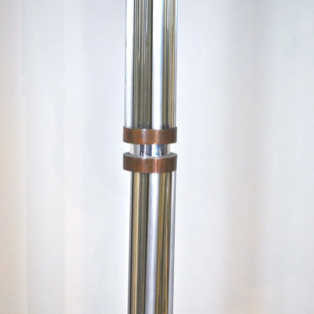 Floor lamp in aluminum, glass and copper, 40s 1220322
