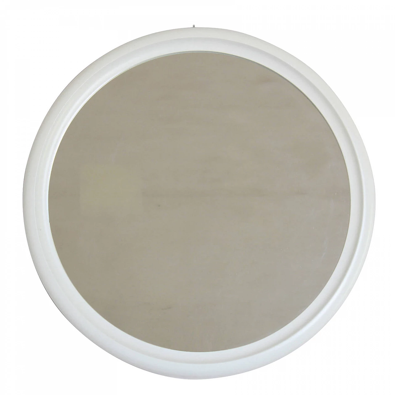 Specchio rotondo con cornice in legno laccato, anni '70 1220386