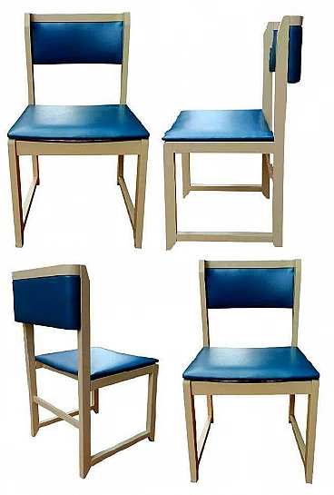 4 Chairs in lacquered wood, 70s
