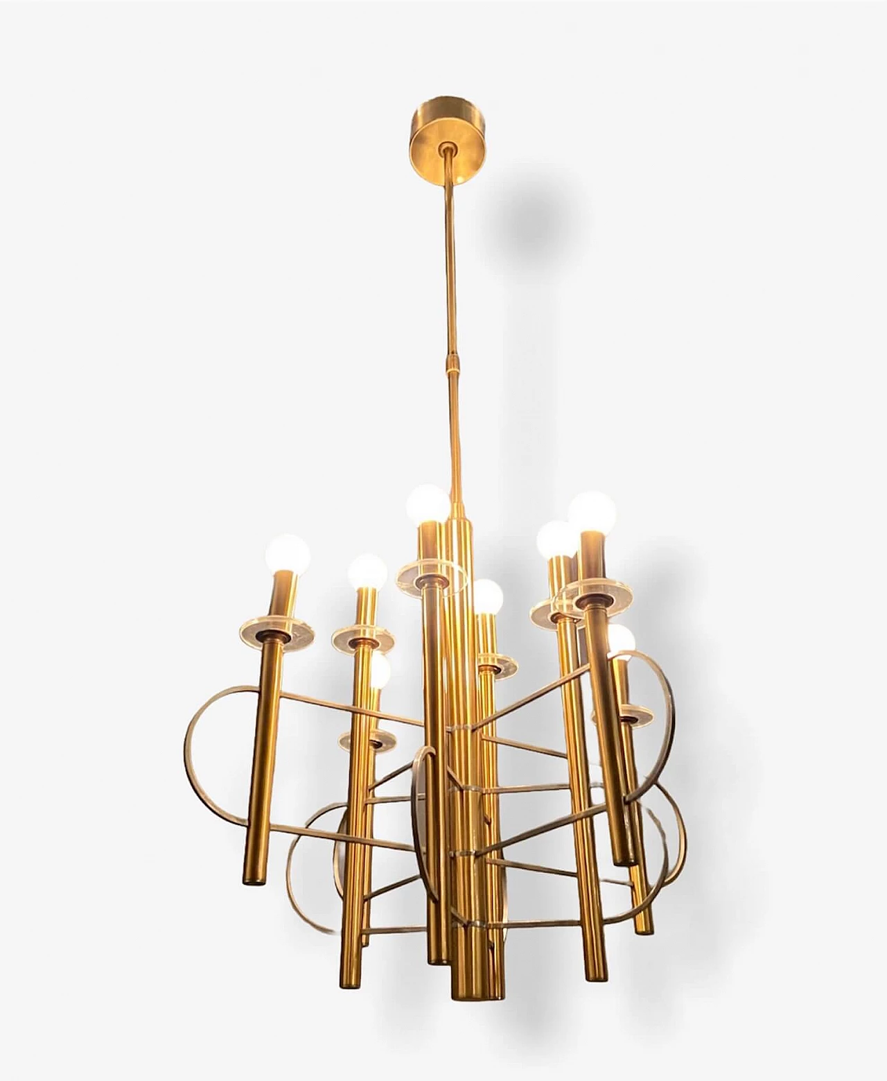 Brass and chrome chandelier by Gaetano Sciolari, 1970s 1220507