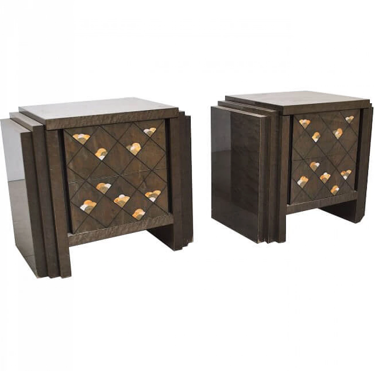 Pair of bedside table in rosewood in the style of Luciano Frigerio, 70s 1220703