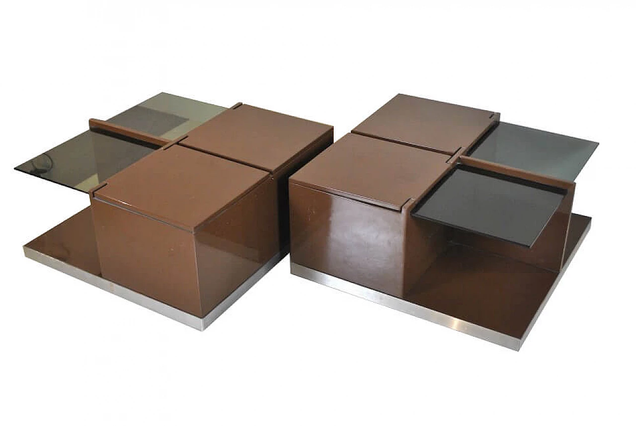 Bar cabinet in lacquered walnut and glass, 70s 1220744