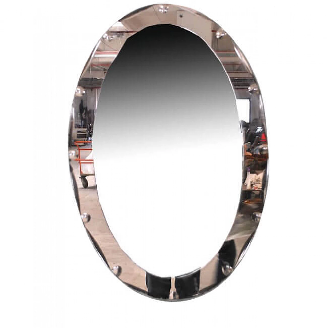 Specchio ovale di Cristal Art, anni '50 1220765