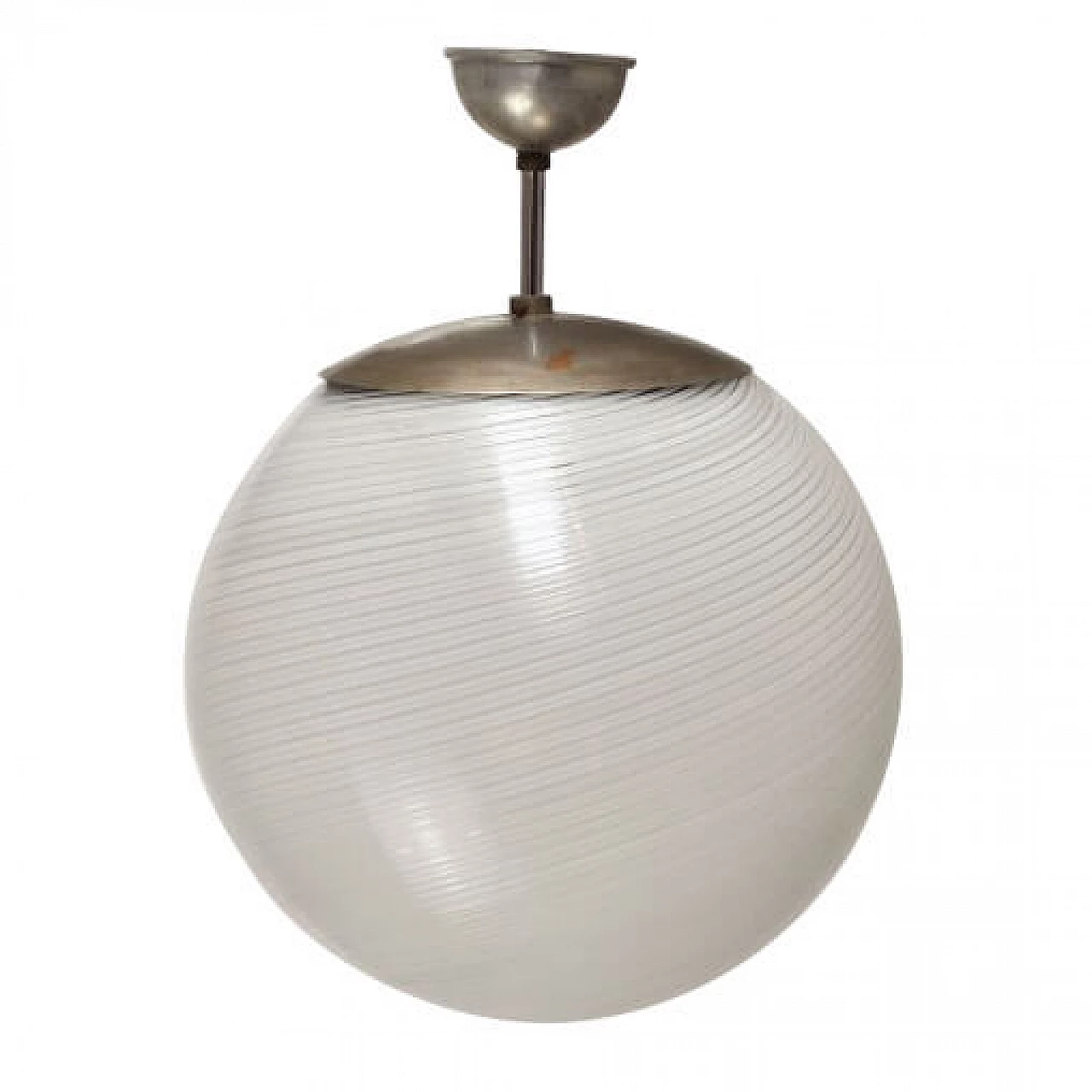 Sphere chandelier in steel and frosted glass by Alessandro Diaz de Santillana, 50s 1220775