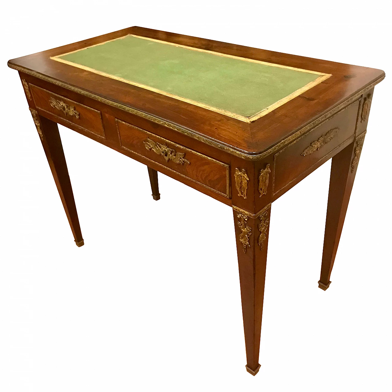 Piccolo Scrittoio in mogano ricco di Bronzi, stile ed epoca Direttorio, originale primi '800 1220790