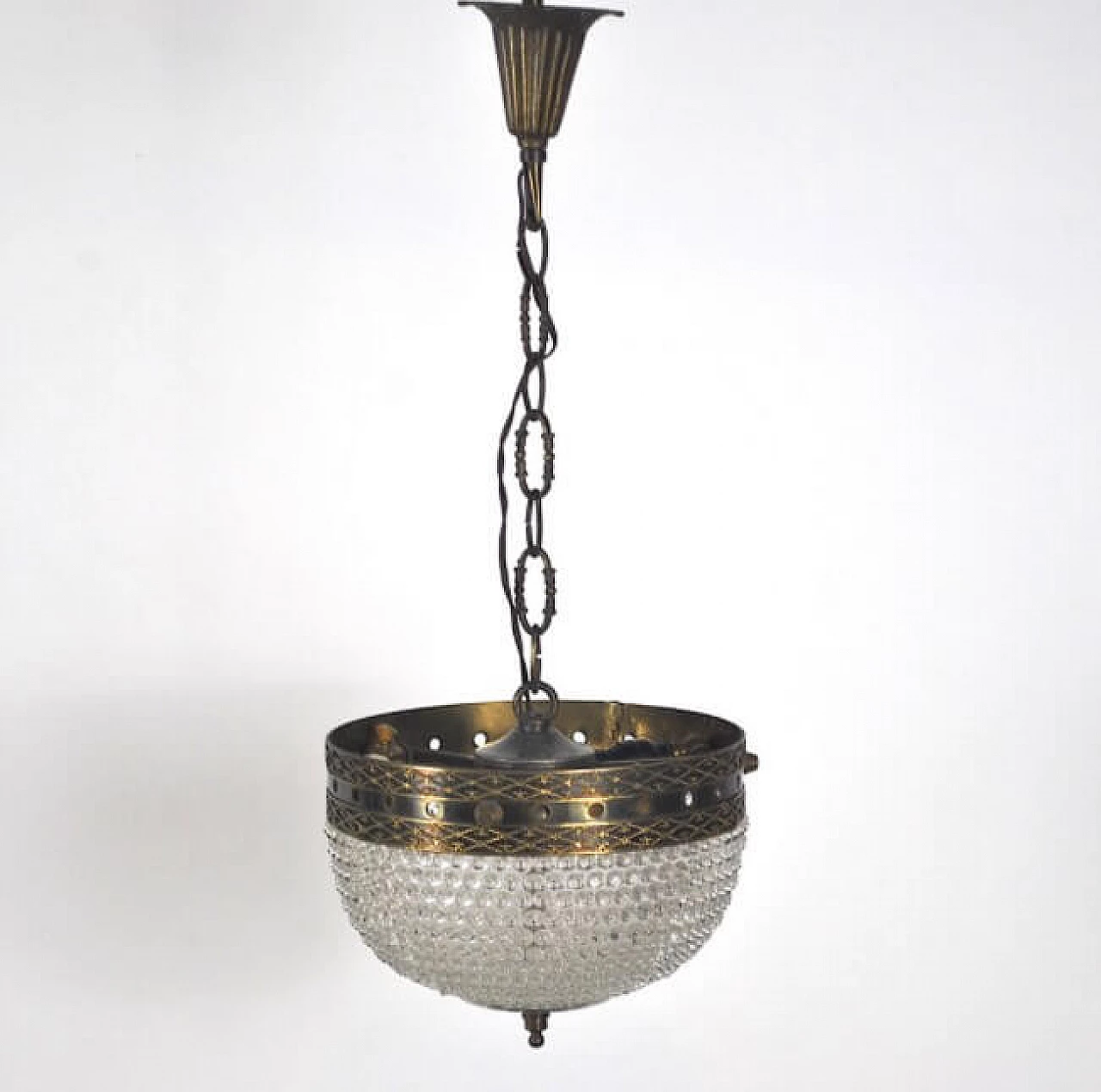 Chandelier in brass and glass, 50s 1220926