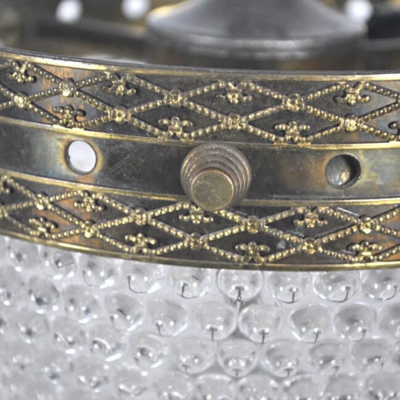 Chandelier in brass and glass, 50s 1220928