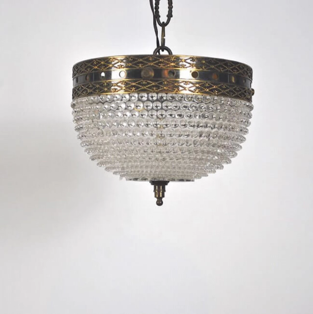 Chandelier in brass and glass, 50s 1220929