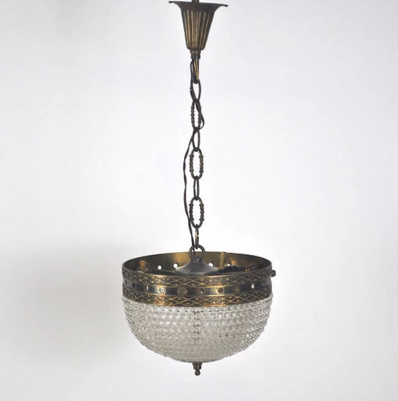Chandelier in brass and glass, 50s 1220930