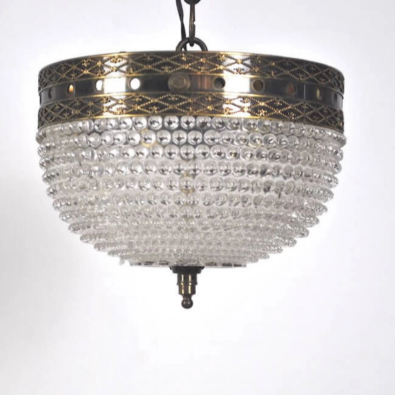 Chandelier in brass and glass, 50s 1220931