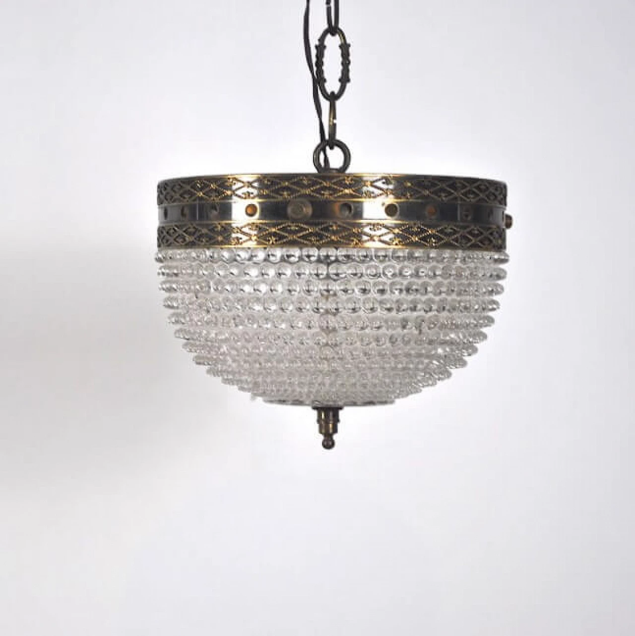 Chandelier in brass and glass, 50s 1220932