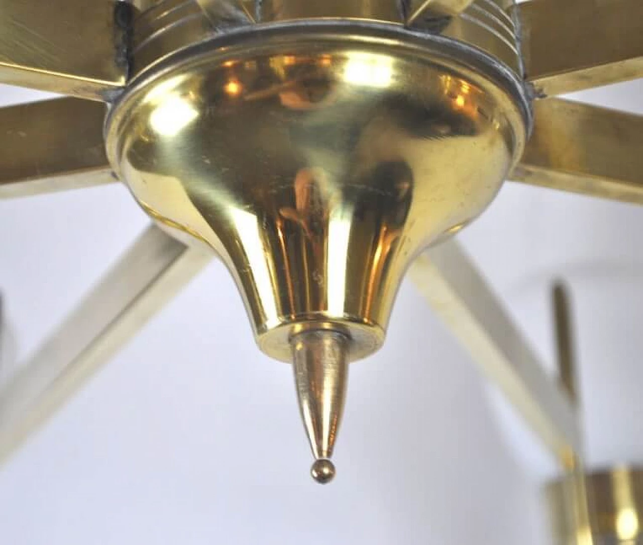 Chandelier in opaline glass and brass, 50s 1220956