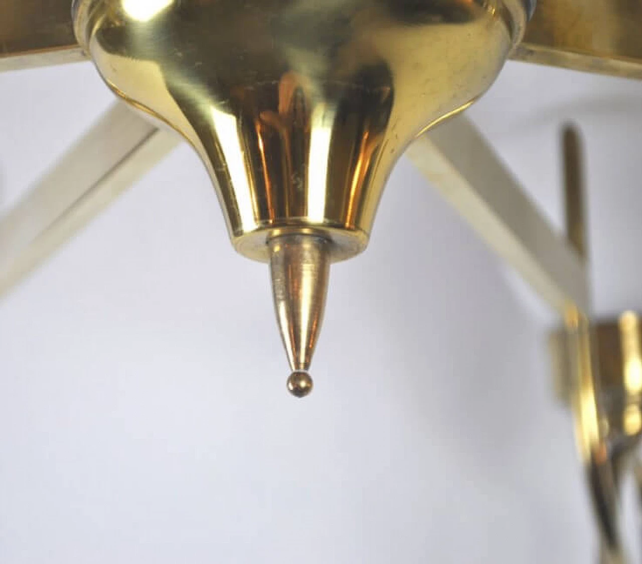Chandelier in opaline glass and brass, 50s 1220959