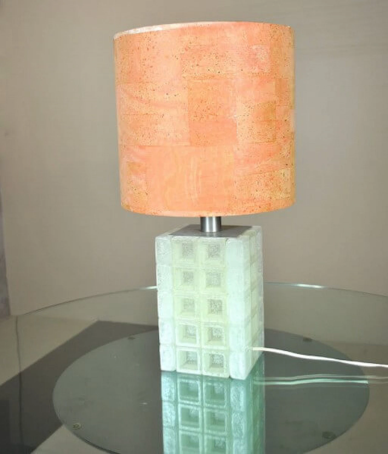 Lampada da tavolo in vetro modellato e sughero di Albano Poli per Poliarte, anni '70 1221093