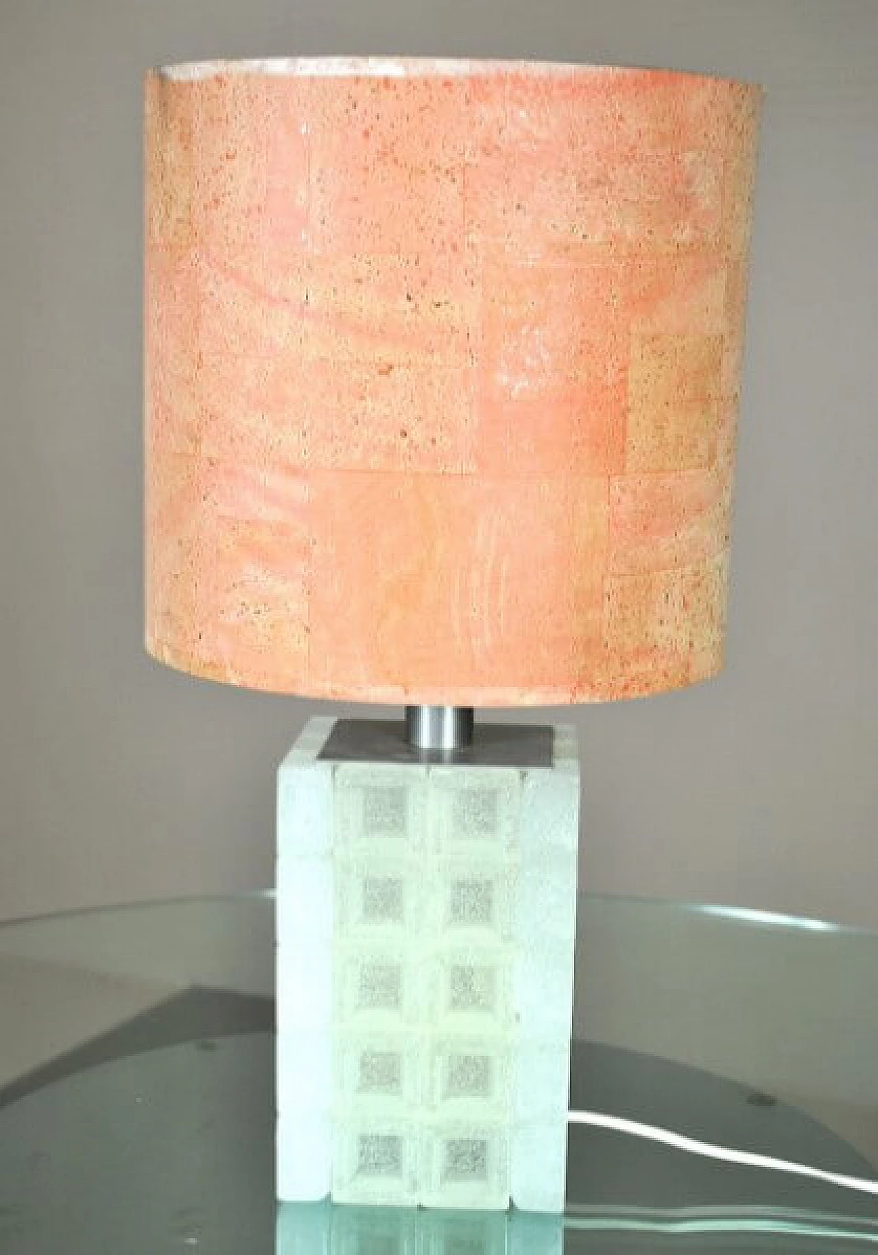Lampada da tavolo in vetro modellato e sughero di Albano Poli per Poliarte, anni '70 1221099