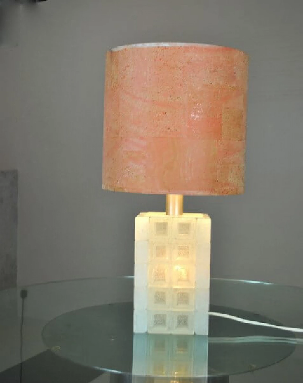 Lampada da tavolo in vetro modellato e sughero di Albano Poli per Poliarte, anni '70 1221100