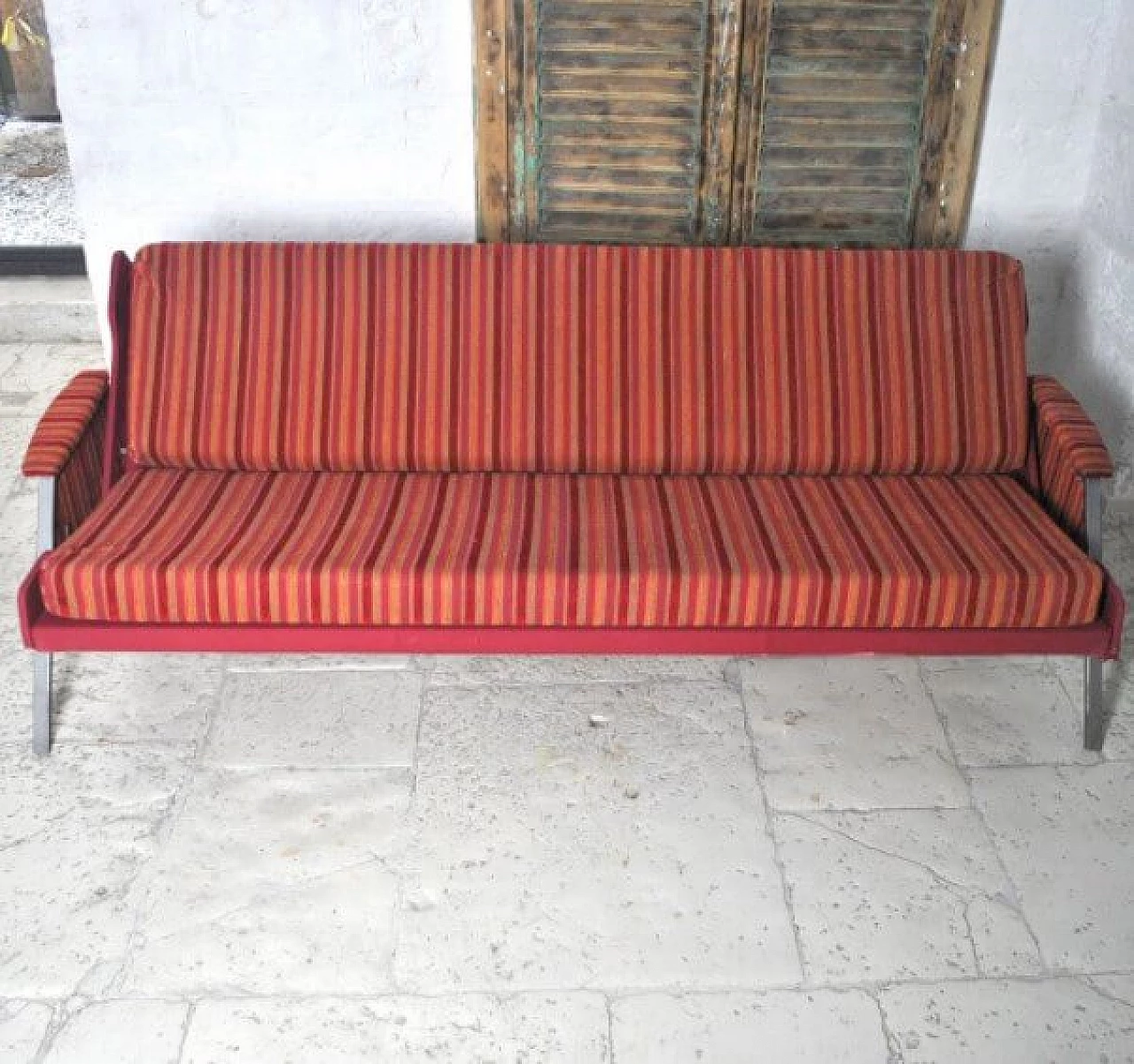 Sofa in iron and wood, 60s 1221103