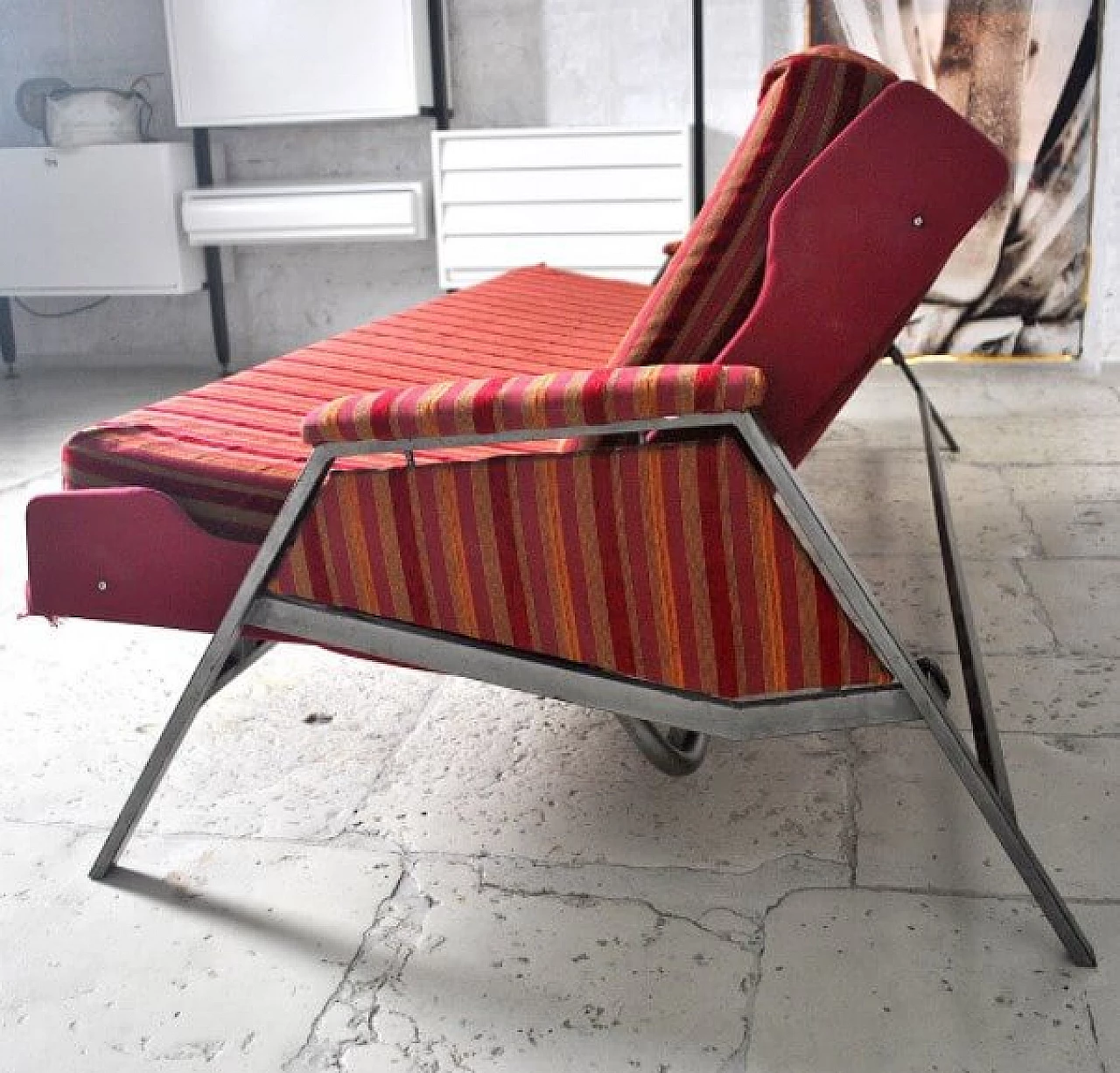 Divano in ferro e legno, anni '60 1221104